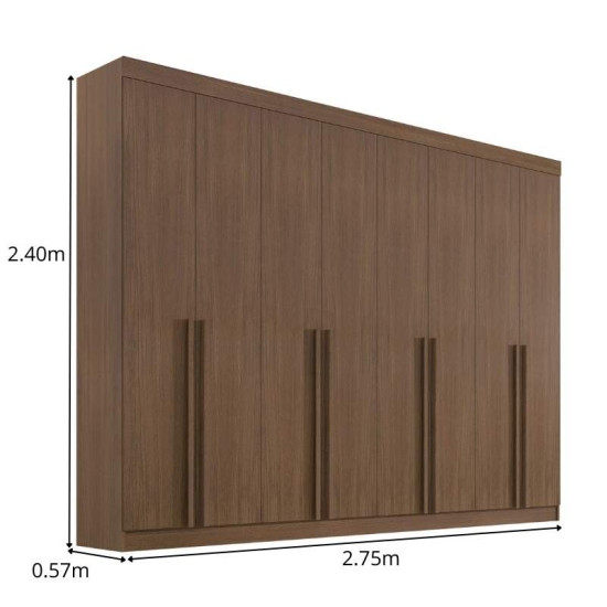 Guarda-roupa Casal 2,75m Daymond Castanho 8 Portas 8 Gavetas 100% MDF - D Doro