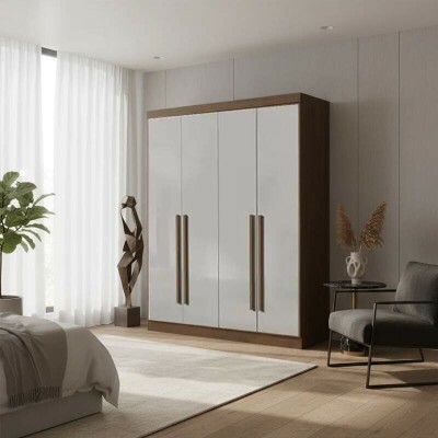 Guarda-roupa Da Vinci Plus 4 Portas Castanho/Off White Larg. 1.85m - D Doro