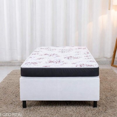 Colch�o Solteiro Espuma Soffie Lotus Nosso Sonho + Base Box Solteiro Korino Branca Ortobel - 88x188x49 cm
