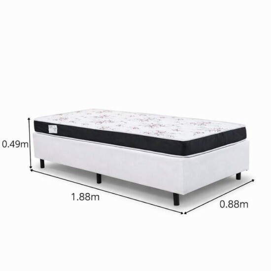Colch�o Solteiro Espuma Soffie Lotus Nosso Sonho + Base Box Solteiro Korino Branca Ortobel - 88x188x49 cm