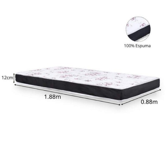 Colch�o Solteiro Espuma Soffie Lotus Nosso Sonho + Base Box Solteiro Korino Branca Ortobel - 88x188x49 cm