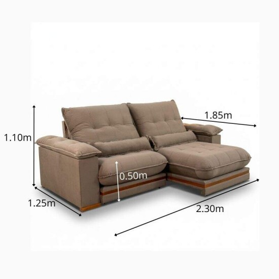 Sof� Retr�til Reclin�vel Ibis 2.30m Veludo Cappucino 828 - D33 e Molas Ensacadas