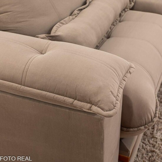 Sof� Retr�til Reclin�vel Ibis 2.30m Veludo Cappucino 828 - D33 e Molas Ensacadas