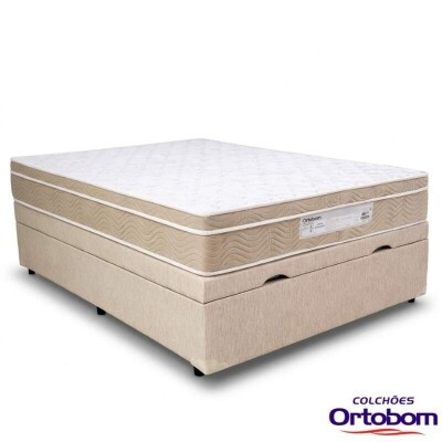 Colch�o Casal Airtech Springpocket Molas Ensacadas Ortobom + Base Box Ba� Casal Prime Confort Linh�o Palha Blindado Issacar - 138x188x70 | Suporta at� 240kg