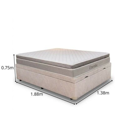Colch�o Casal Uberaba Espuma Viscoel�stica ColchoMinas + Base Box Ba� Casal Prime Confort Linh�o Palha Blindado Issacar - 138x188x75 | Suporta at� 300kg
