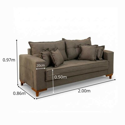 Sof� 3 Lug. Portugal 2.00m Linho Marrom 25