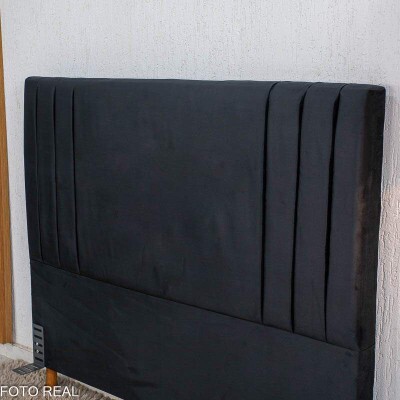 Cabeceira Casal Portinari Veludo Preto Larg. 1.40m