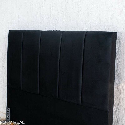 Cabeceira Casal Roma Veludo Preto Larg. 1.40m