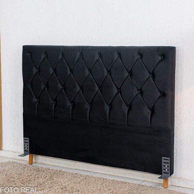 Cabeceira Casal Vit�ria Veludo Preto Larg. 1.40m