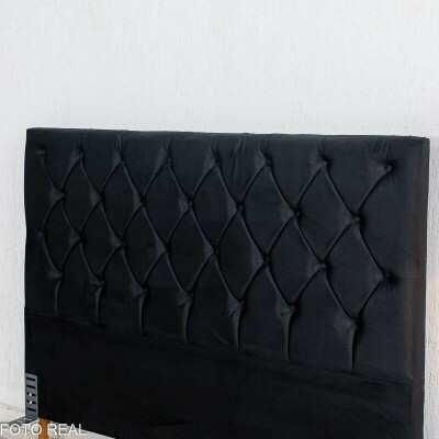 Cabeceira Queen Vit�ria Veludo Preto Larg. 1.60m