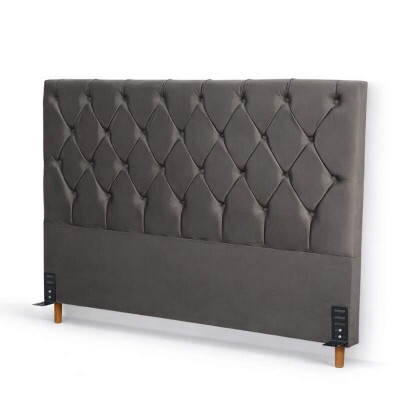 Cabeceira Casal Vit�ria Veludo Cinza Larg. 1.40m