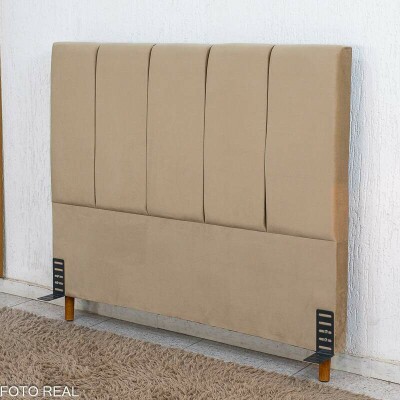 Cabeceira Casal Roma Veludo Bege Larg. 1.40m
