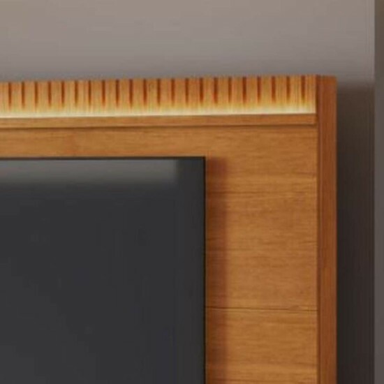 Home 2,10m Atena Candian Off/Cinamomo com Detalhe Ripado e LED para TV at� 85\" - JCM
