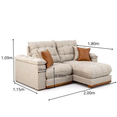 Sof� Retr�til Reclin�vel Verona 2.00m Linho Bege - Molas Ensacadas