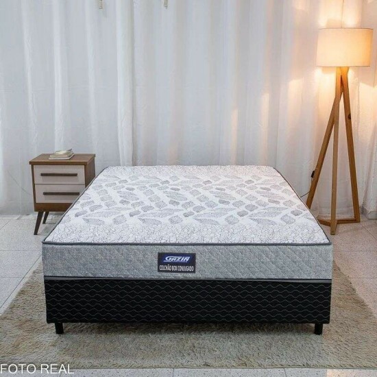 Combo - Guarda-roupa Casal Sergipe Nature/Off 6 Pts C/ P�s 100% MDF Larg. 1.80m Bianchi + Unibox Casal Supreme Ortop�dico 138x188x53 Cinza Gazin