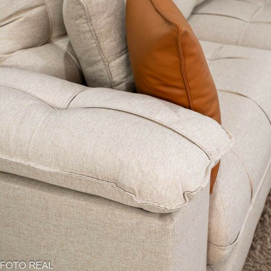 Sof� Retr�til Reclin�vel Verona 2,30m Linho Bege - Molas Ensacadas