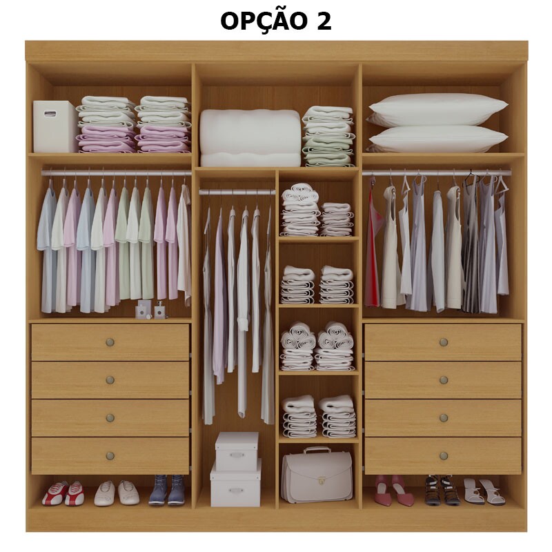 Roupeiro Milano 6 Portas Cinamomo/Off White Larg. 2.20m - D Doro