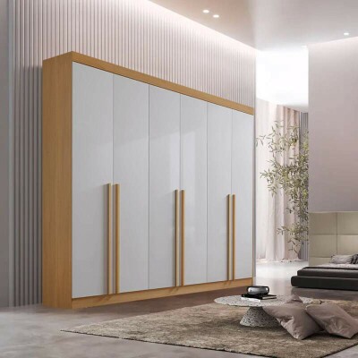 Guarda-roupa Milano 6 Portas Cinamomo/Off White Larg. 2.20m - D Doro