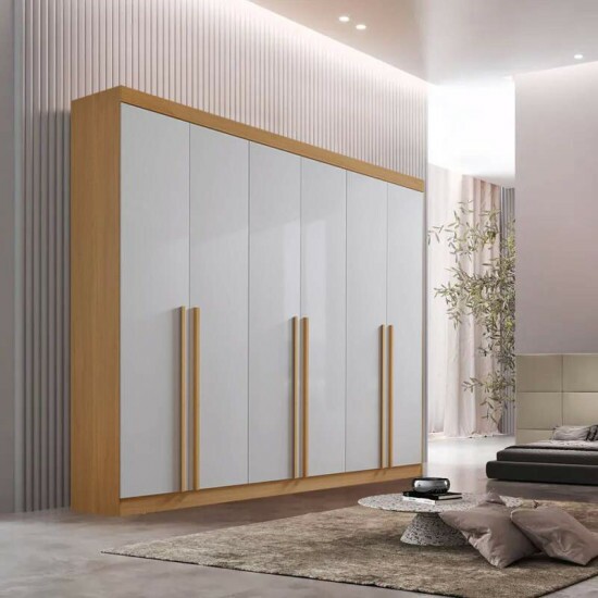 Roupeiro Milano 6 Portas Cinamomo/Off White Larg. 2.20m - D Doro