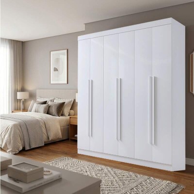 Guarda-roupa Casal 2,32m Monte Carlo Branco 6 Portas 6 Gavetas 100% MDF - D Doro