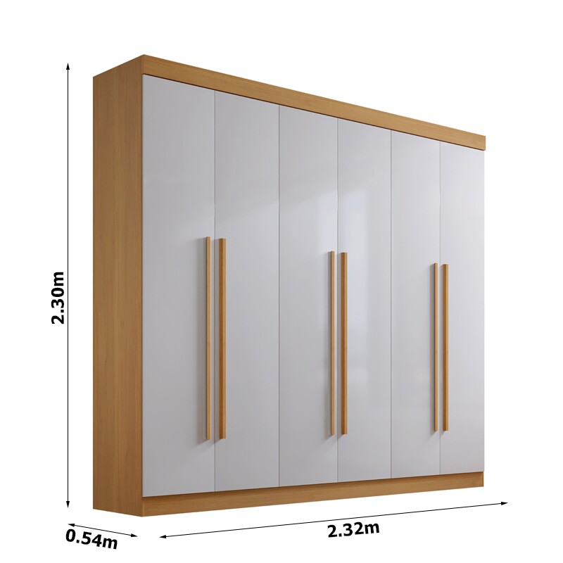 Roupeiro Monte Carlo 6 Portas Cinamomo/Off White Larg. 2.32m - D Doro