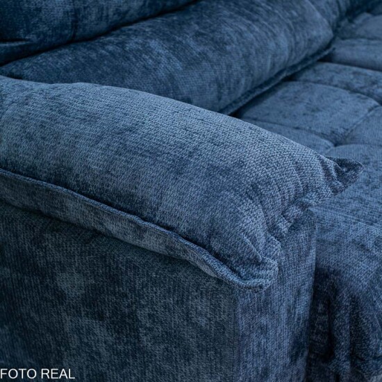 Sof� Retr�til Reclin�vel Ita�na 2.30m Chenille Azul 575 - Molas Ensacadas