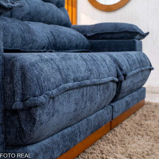 Sof� Retr�til Reclin�vel Ita�na 2.30m Chenille Azul 575 - Molas Ensacadas