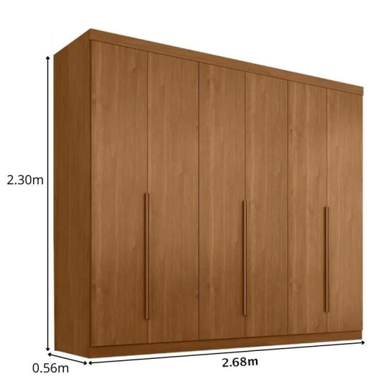 Guarda-roupa Casal 2,68m Alvorada Nature 6 Portas 6 Gavetas 100% MDF - Bianchi