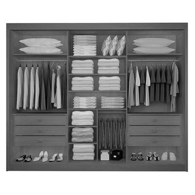 Guarda-roupa Casal Los Angeles Castanho/Off 3 Portas 6 Gavetas C/ 1 Espelho Detalhe Ripado Portas Flex 100% MDF Larg. 2.73m - D Doro