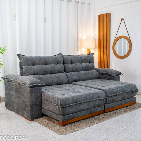 Sof� Retr�til Reclin�vel Ita�na 2.50m Chenille Grafite 573 - Molas Ensacadas