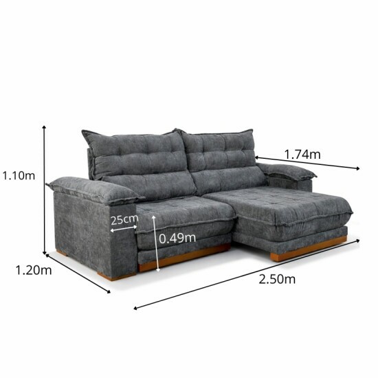 Sof� Retr�til Reclin�vel Ita�na 2.50m Chenille Grafite 573 - Molas Ensacadas