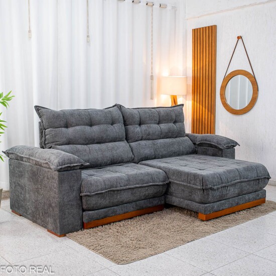 Sof� Retr�til Reclin�vel Ita�na 2.50m Chenille Grafite 573 - Molas Ensacadas