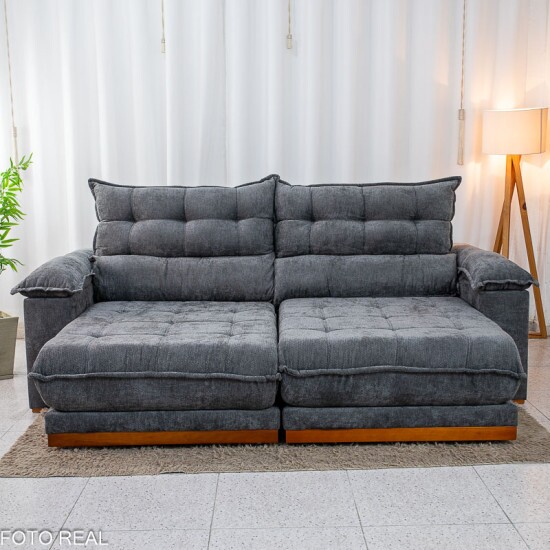 Sof� Retr�til Reclin�vel Ita�na 2.50m Chenille Grafite 573 - Molas Ensacadas