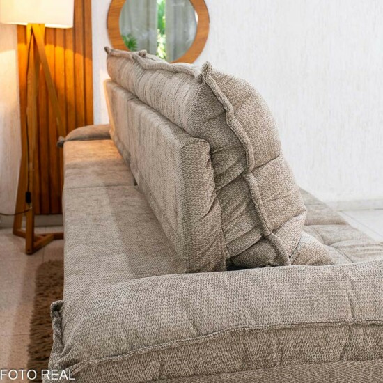Sof� Retr�til Reclin�vel Ita�na 2.90m Chenille Bege 574 - Molas Ensacadas