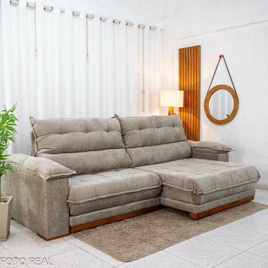 Sof� Retr�til Reclin�vel Ita�na 2.90m Chenille Bege 574 - Molas Ensacadas