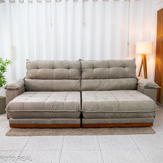 Sof� Retr�til Reclin�vel Ita�na 2.90m Chenille Bege 574 - Molas Ensacadas