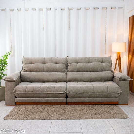 Sof� Retr�til Reclin�vel Ita�na 2.90m Chenille Bege 574 - Molas Ensacadas