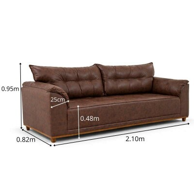 Sof� 3 Lugares Gramado Korino Nobuck Marrom 3051 - 2,10m