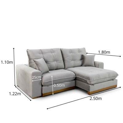 Sof� Retr�til Reclin�vel Ruah 2.50m Veludo Avel� 4052 - Molas Ensacadas