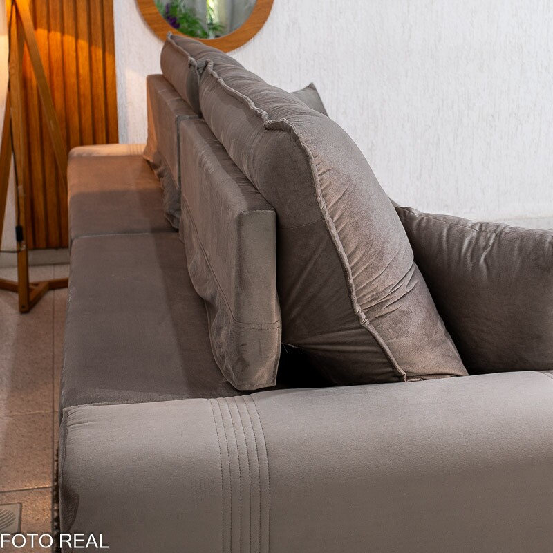 Sofá Retrátil Reclinável Ruah 2.90m Veludo Avelã 4052 - Molas Ensacada