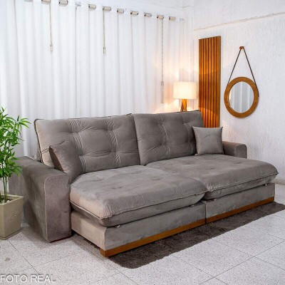 Sof� Retr�til Reclin�vel Ruah 2.90m Veludo Avel� 4052 - Molas Ensacadas