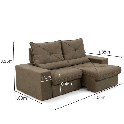 Sof� Retr�til Reclin�vel Tokio 2.00m Linho Marrom