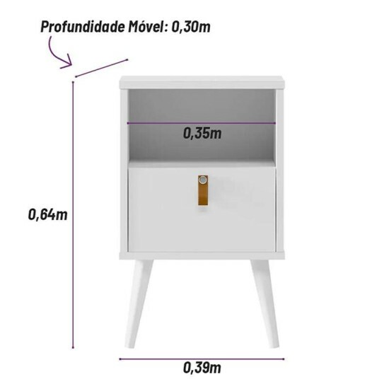 Mesa de Cabeceira B�zios Off White - Linea Brasil