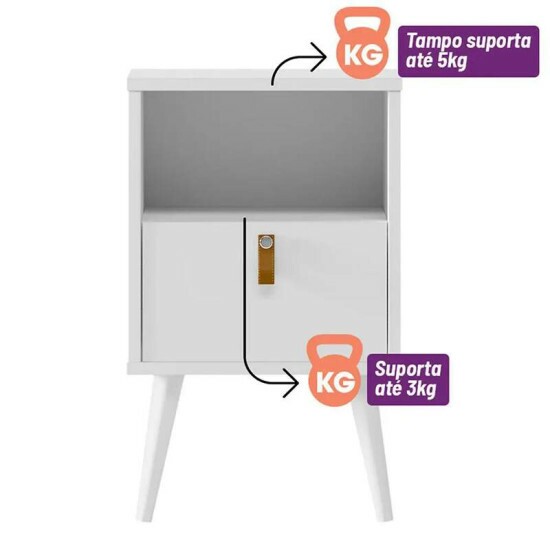 Mesa de Cabeceira B�zios Off White - Linea Brasil