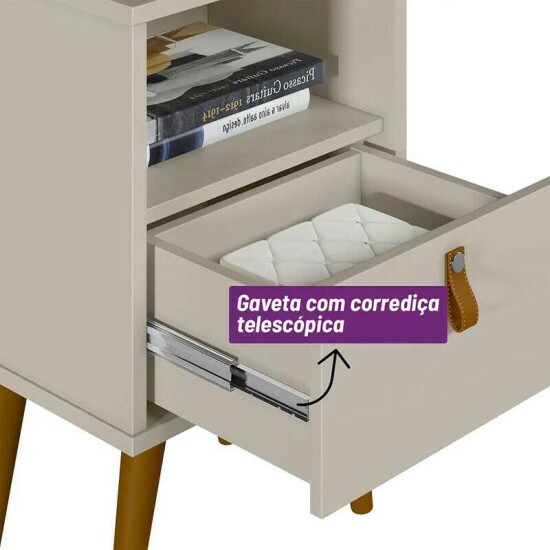 Mesa de Cabeceira B�zios Off White - Linea Brasil