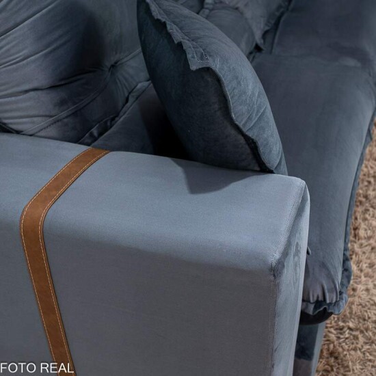 Sof� Retr�til Reclin�vel M�naco 2,50m Veludo Grafite A15 - Molas Ensacadas