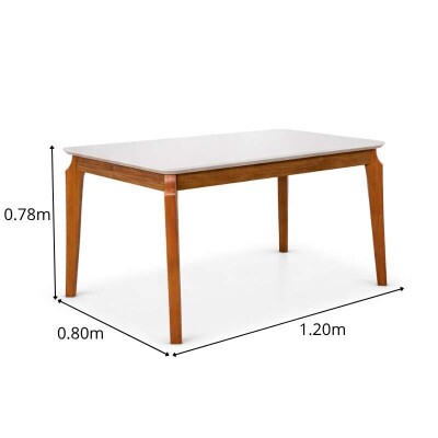 Mesa de Jantar Alegra 120�80 Vidro Off Base Madeira - JCM