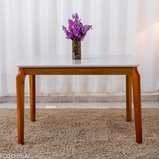 Mesa de Jantar Alegra 120�80 Vidro Off Base Madeira - JCM