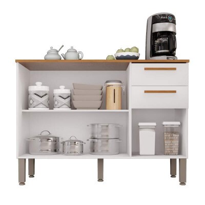 Balc�o Cozinha New Val�ncia Branco/Cinamomo Larg. 1.20m - Sall�to