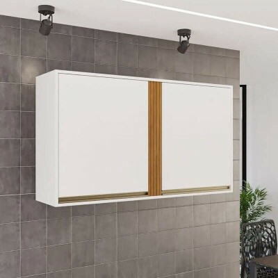 A�reo 1.20m 2 Portas Cozinha P�rola Branco/Cinamomo - Sall�to